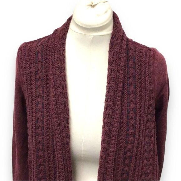Saturday Sunday Anthropologie Women’s Open Front Cardigan, Wine, size M - Picture 2 of 8